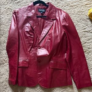 Chadwicks Women's Vibrant Red Blazer Leather jacket